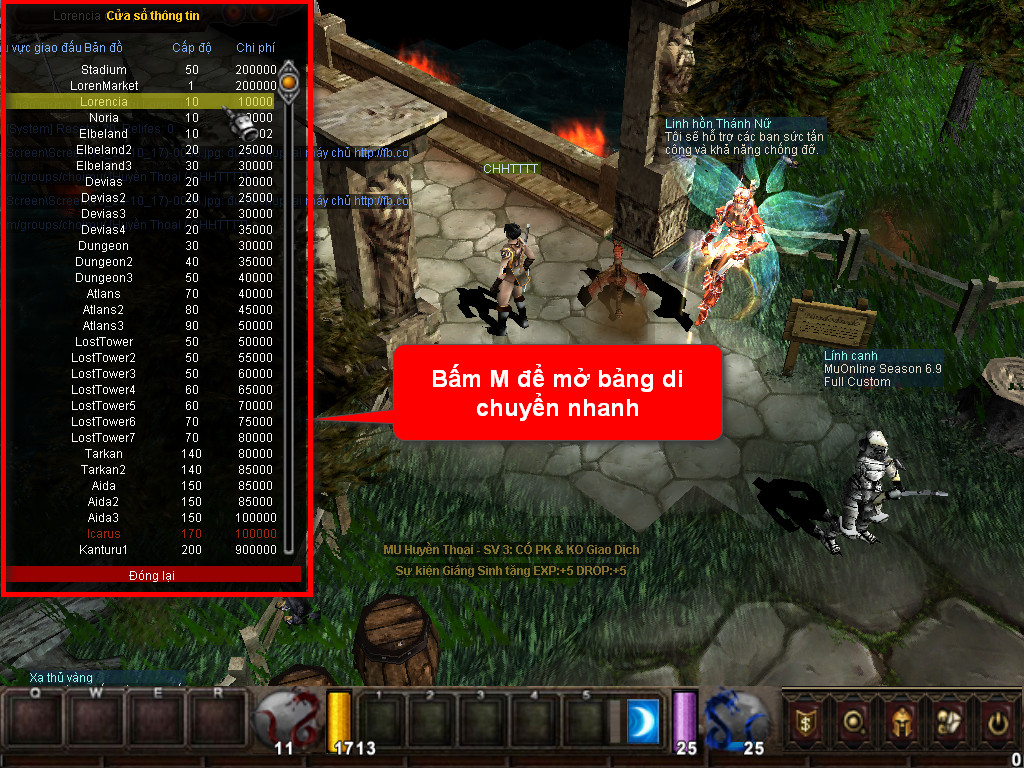 Chức năng chính của Game MU Thần Vũ Chức năng chính của Game MU Thần Vũ